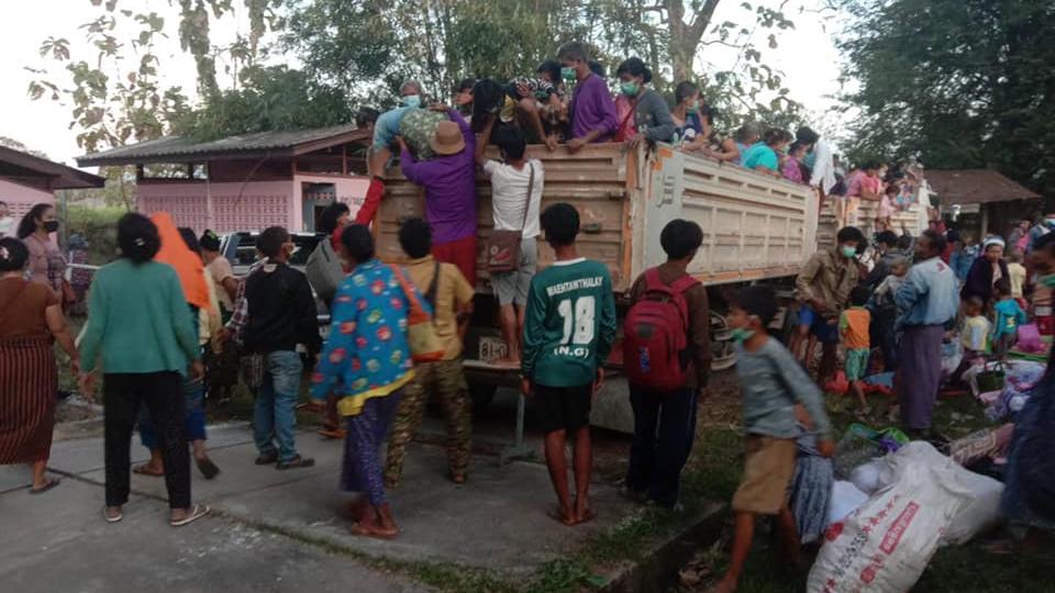 Over a thousand people from Lay Kay Kaw fled to Thailand for safety from the military junta's offensives